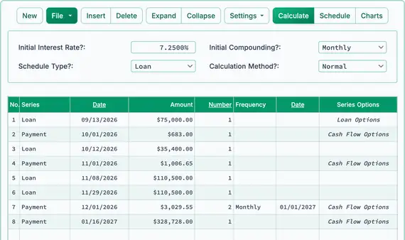 Construction loan final payoff amount
