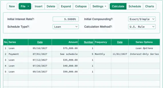 Construction loan with three additional disbursements