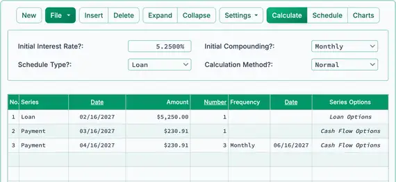 Three scheduled payments