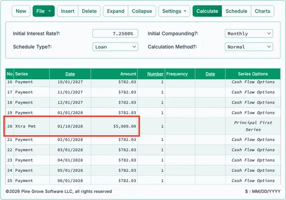 Inserted extra payment