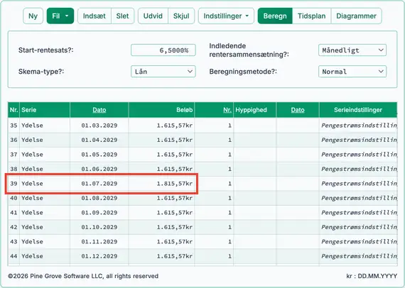 Juster første betaling
