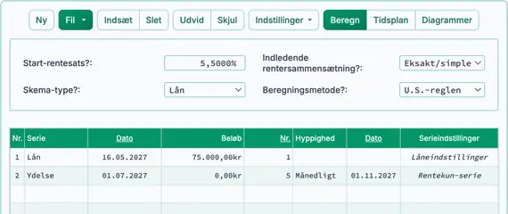 Rente‑kun byggelån med første udbetaling og betalingsserie