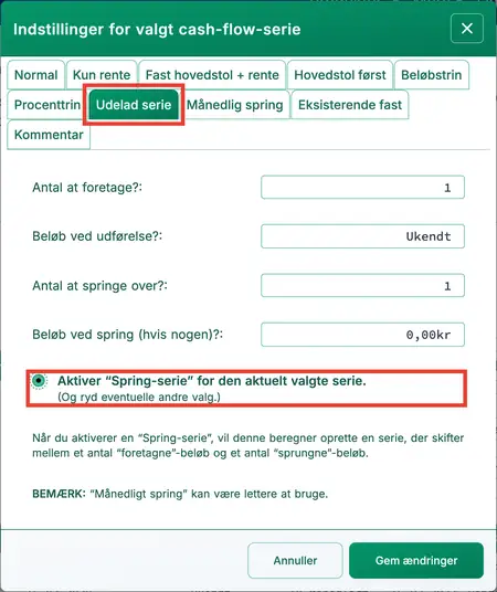 Serie‑spring‑indstilling