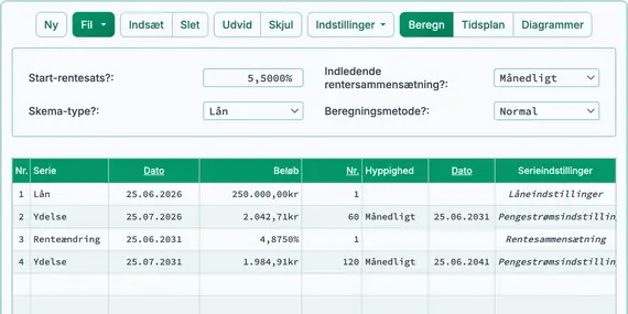 Ny betaling efter renteændring