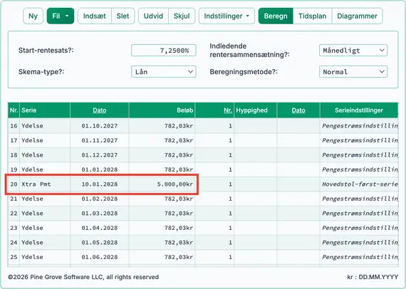 Indsat ekstra betaling