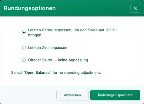 Rundungsoptionen für Darlehen