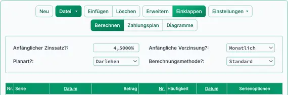 Anfängliche Einstellungen