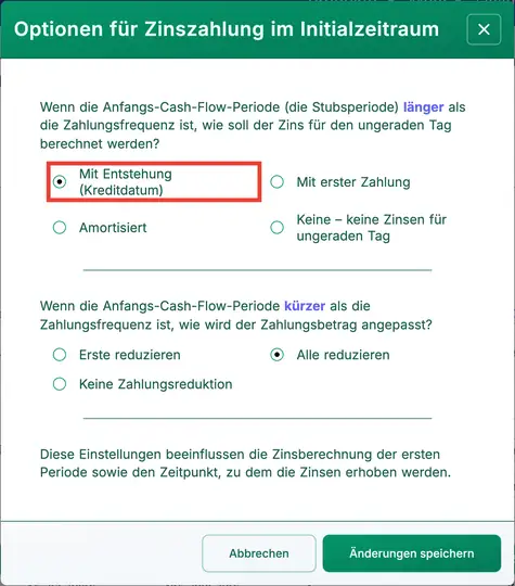 Einstellung für lange Periode