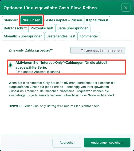 Zins‑Only‑Option