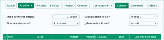 Configuración de préstamo convencional en la calculadora