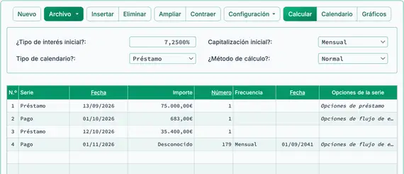 Configuración del segundo desembolso y pago de préstamo de construcción