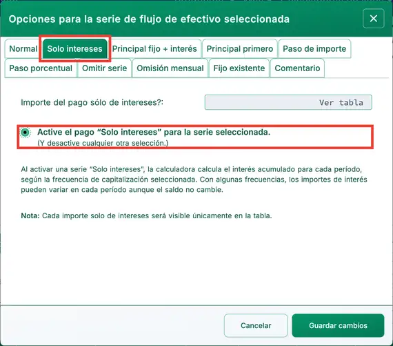 Opción solo de intereses