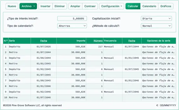 Importe de inversión mensual calculado