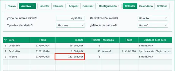 Valor futuro después de los depósitos