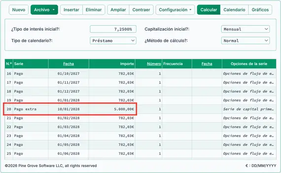 Pago extra insertado