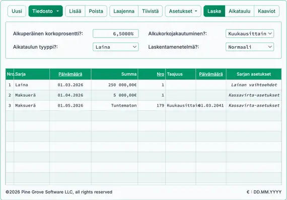 Ultimate Financial Calculator - pääikkuna