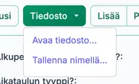 tallenna ja avaa -toiminnot