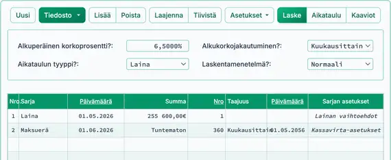 Valmistellaan säännöllisen maksuerän laskemista