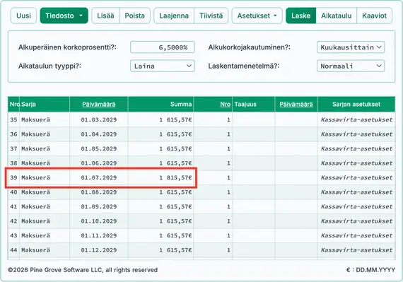 Säädä ensimmäinen maksuerä
