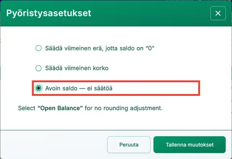 Lainan takaisinmaksun tarkistus.