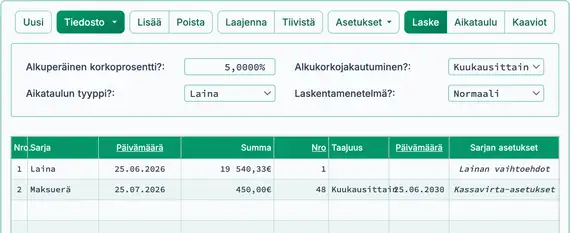 Lainasumma laskettu