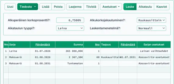 Jäännösmaksun toisen laskennan asetukset