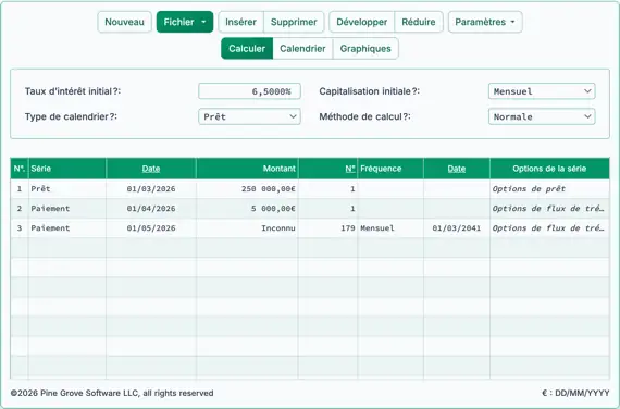 Fenêtre principale de l’Ultimate Financial Calculator