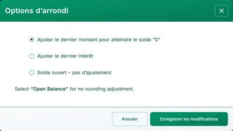 options d’arrondi du prêt
