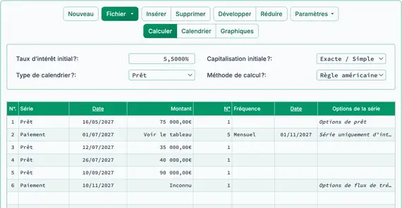 Configuration pour calculer le solde du prêt avec intérêts courus