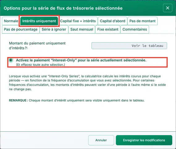 Option à intérêts uniquement