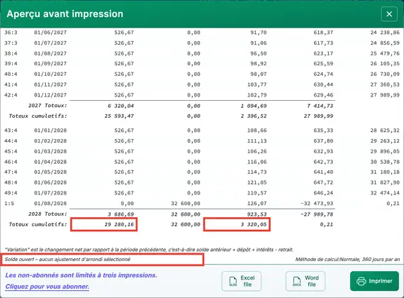 Calendrier d’épargne