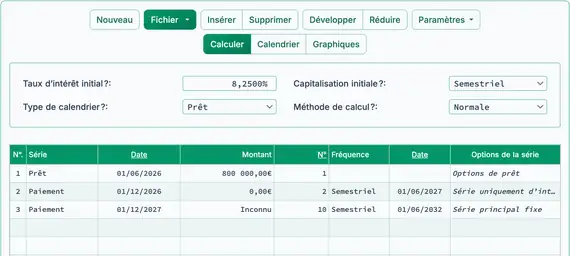 Configuration d’un paiement uniquement d’intérêts suivi d’un principal fixe