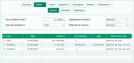 Configuration du deuxième calcul du paiement ballon