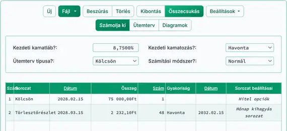 Kiszámított szintfizetés