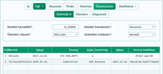 Kétheti jelzáloghitel beállítása