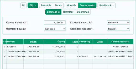Három ütemezett fizetés