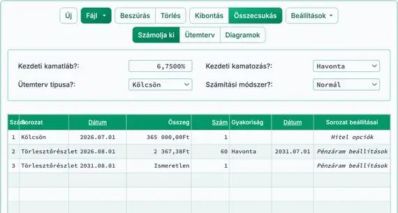 Maradványtörlesztés második számításának beállítása
