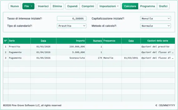 Finestra principale dell'Ultimate Financial Calculator