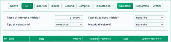 Impostazioni del prestito convenzionale del calcolatore