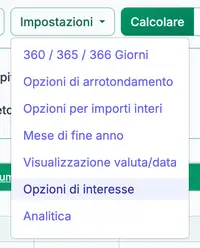 menu impostazioni interesse