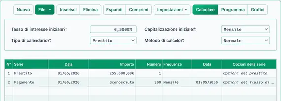 Preparazione al calcolo della rata periodica