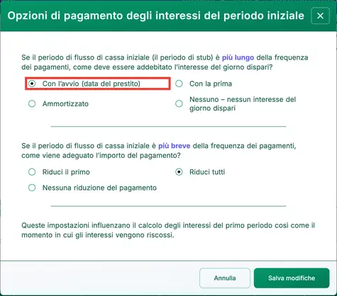Impostazione periodo lungo