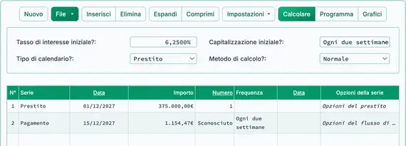 Calcolo bisettimanale del mutuo – seconda iterazione