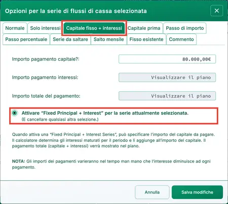 Attivi una serie di capitale fisso