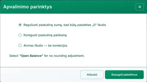 paskolos apvalinimo parinktys