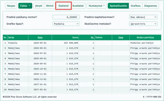 Ruošiamasi įterpti papildomus mokėjimus