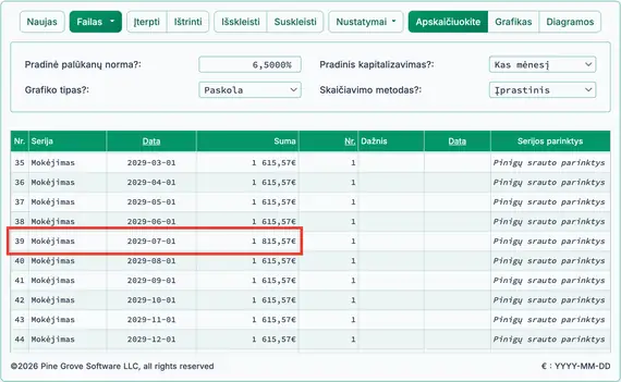Pakoreguokite pirmą mokėjimą
