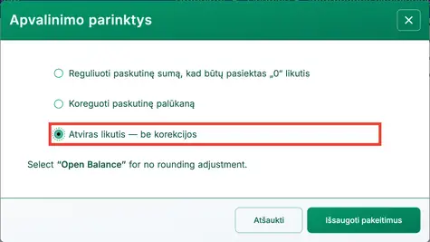 Paskolos likučio patikrinimas.