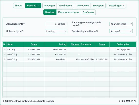 Hoofdvenster van de Ultimate Financial Calculator