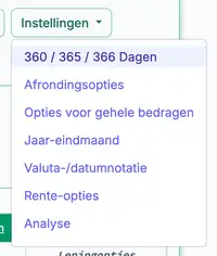 instellingen dagen per jaar